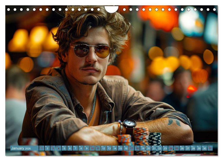 Produktbild: Texas Hold'em Poker Faces (Wall Calendar 2026 DIN A4 landscape), CALVENDO 12 Month Wall Calendar