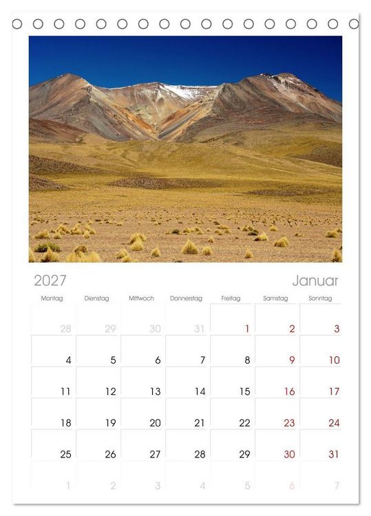 Produktbild: Tischplaner 2027 - Bolivien - Eine Wanderreise (A5 Tischkalender zum Aufstellen) CALVENDO