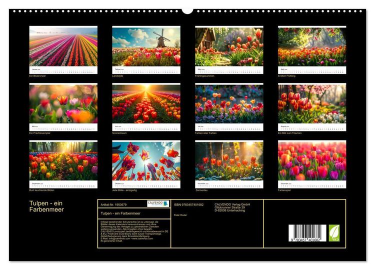Produktbild: Tulpen - ein Farbenmeer (hochwertiger Premium Wandkalender 2026 DIN A2 quer), Kunstdruck in Hochglanz