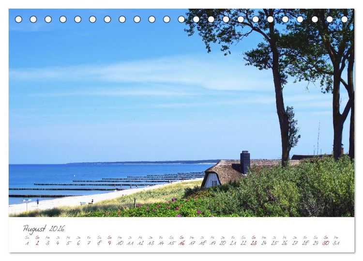 Produktbild: Seeb&auml;der an der Ostseek&uuml;ste - Mod&auml;ne Villen, bunte Strandk&ouml;rbe, Ostseebrise, Sand und Meer (Tischkalender 2026 DIN A5 quer), CALVENDO Monatskalender