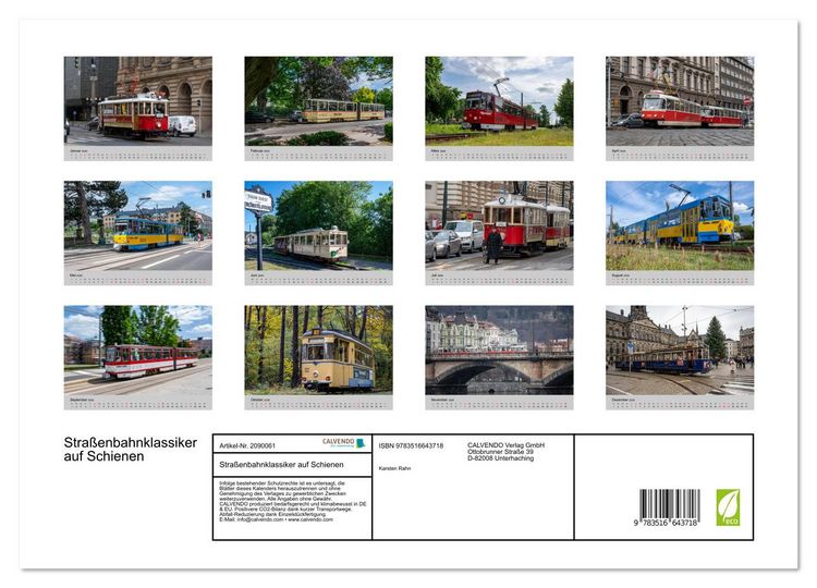 Produktbild: Stra&szlig;enbahnklassiker auf Schienen (Wandkalender 2026 DIN A3 quer), CALVENDO Monatskalender