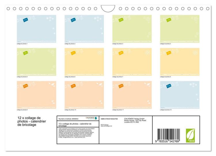Produktbild: 12 x collage de photos - calendrier de bricolage (Calendrier mural 2026 DIN A4 vertical), CALVENDO calendrier mensuel