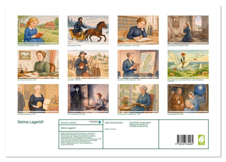 Produktbild: Selma Lagerl&ouml;f (hochwertiger Premium Wandkalender 2026 DIN A2 quer), Kunstdruck in Hochglanz