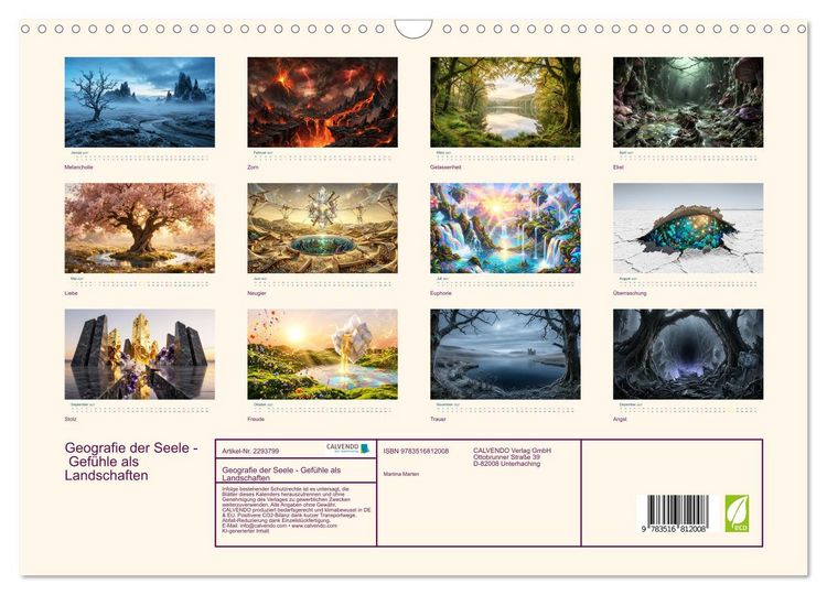 Produktbild: Geografie der Seele - Gef&uuml;hle als Landschaften (Wandkalender 2027 DIN A3 quer), CALVENDO Monatskalender