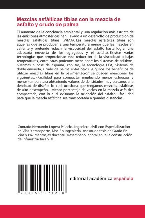 Produktbild: Mezclas asf&aacute;lticas tibias con la mezcla de asfalto y crudo de palma