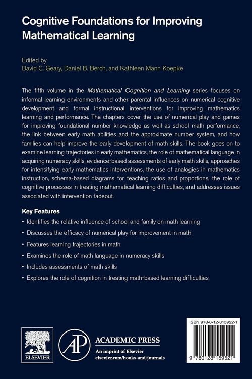 Produktbild: Cognitive Foundations for Improving Mathematical Learning