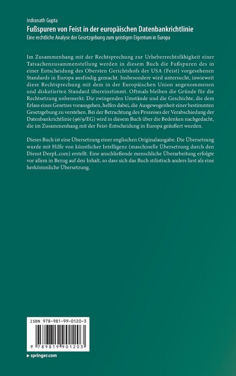 Produktbild: Fu&szlig;spuren von Feist in der europ&auml;ischen Datenbankrichtlinie