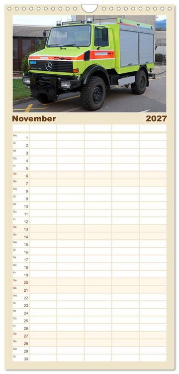 Produktbild: Familienplaner 2027 - Unimog bei der Feuerwehr mit 5 Spalten (Wandkalender, 21 x 45 cm) CALVENDO