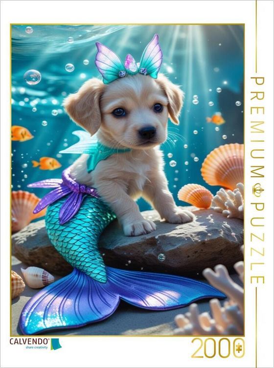 Produktbild: CALVENDO Puzzle Die kleine Meerjungfrau-Hundewelpe | 2000 Teile Lege-Gr&ouml;&szlig;e 90x67cm Foto-Puzzle f&uuml;r gl&uuml;ckliche Stunden
