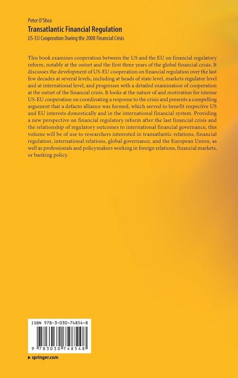 Produktbild: Transatlantic Financial Regulation