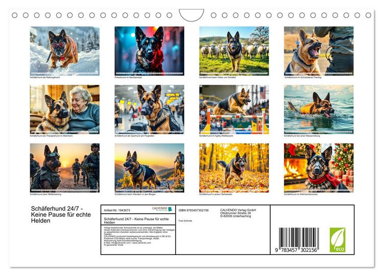 Produktbild: Sch&auml;ferhund 24/7 - Keine Pause f&uuml;r echte Helden (Wandkalender 2026 DIN A4 quer), CALVENDO Monatskalender