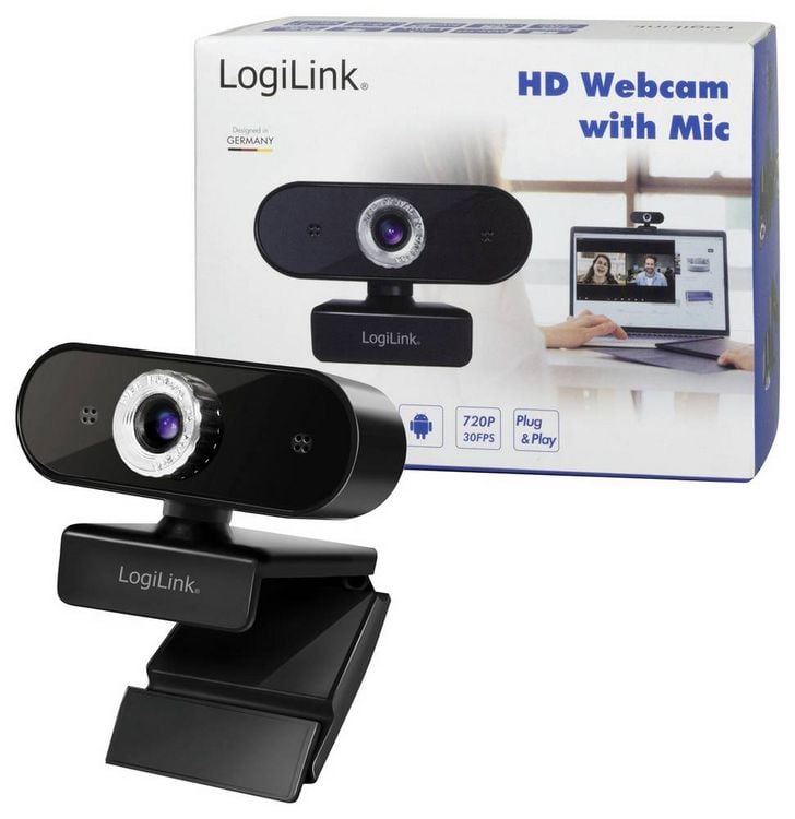 Produktbild: LogiLink UA0368 HD-Webcam Klemm-Halterung, Mikrofon