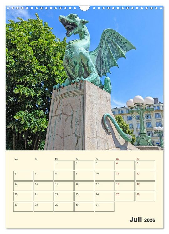 Produktbild: Ljubljana Sloweniens Hauptstadt (Wandkalender 2026 DIN A3 hoch), CALVENDO Monatskalender