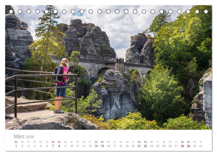 Produktbild: Sachsen - Eine stimmungsvolle Wanderung in Bildern (Tischkalender 2026 DIN A5 quer), CALVENDO Monatskalender