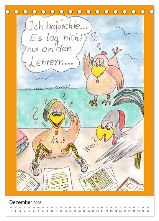 Produktbild: Das mecklenburger Landhuhn "Krisenh&uuml;hner" (Tischkalender 2026 DIN A5 hoch), CALVENDO Monatskalender