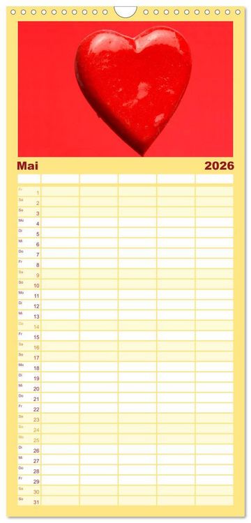 Produktbild: Familienplaner 2026 - Alles in Rot mit 5 Spalten (Wandkalender, 21 x 45 cm) CALVENDO