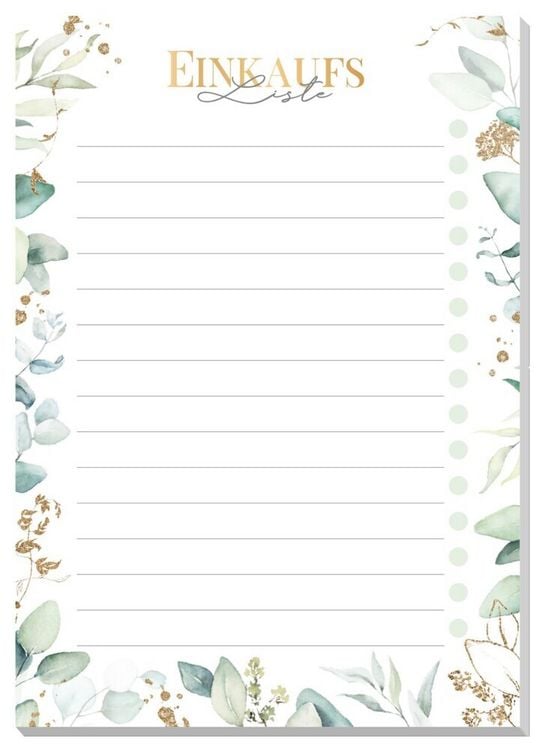 Produktbild: paper&you Block A6 Einkaufsliste [Blattgold] EM