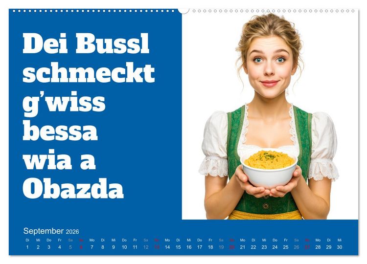 Produktbild: Bayerisch flirten, Gspusi! Bayern Kalender mit Dialekt und Mundart (Wandkalender 2026 DIN A2 quer), CALVENDO Monatskalender