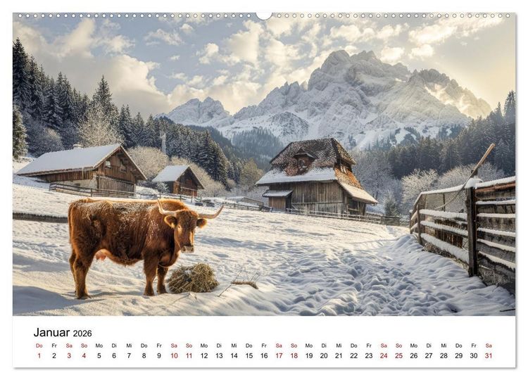 Produktbild: Weidengl&uuml;ck: Ein Jahr unter K&uuml;hen (Wandkalender 2026 DIN A2 quer), CALVENDO Monatskalender