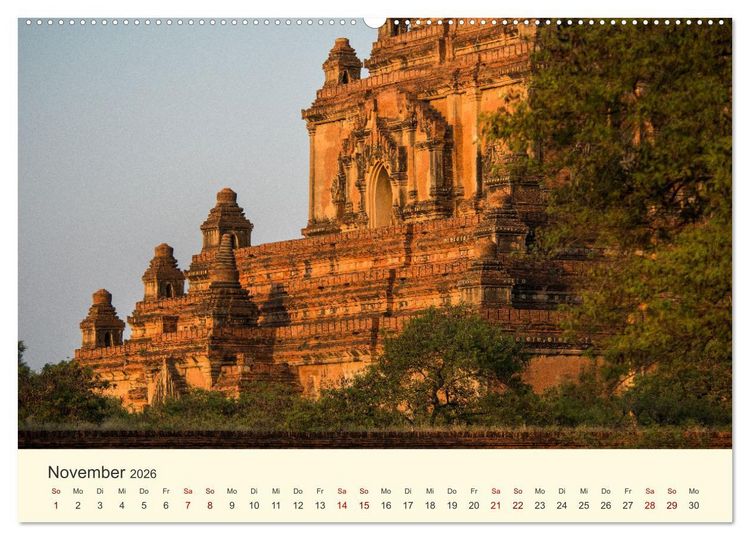 Produktbild: Bagan - Pagode im Wald (hochwertiger Premium Wandkalender 2026 DIN A2 quer), Kunstdruck in Hochglanz