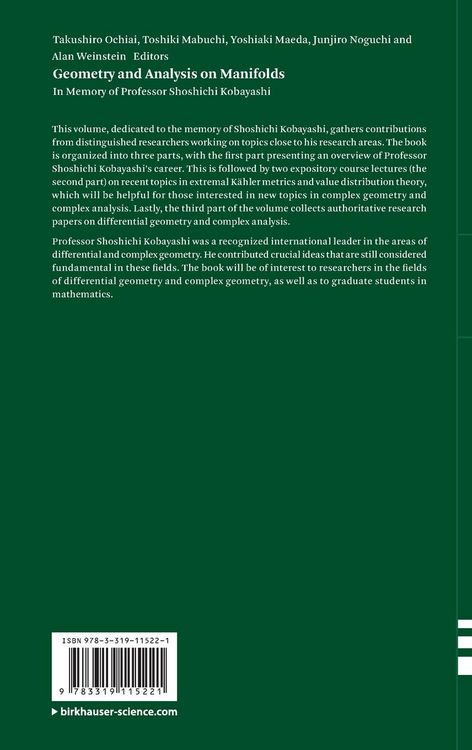 Produktbild: Geometry and Analysis on Manifolds