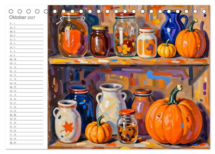 Produktbild: K&uuml;chenrausch - Ein farbstarker K&uuml;chenkalender im expressiven Stil (Tischkalender 2027 DIN A5 quer), CALVENDO Monatskalender