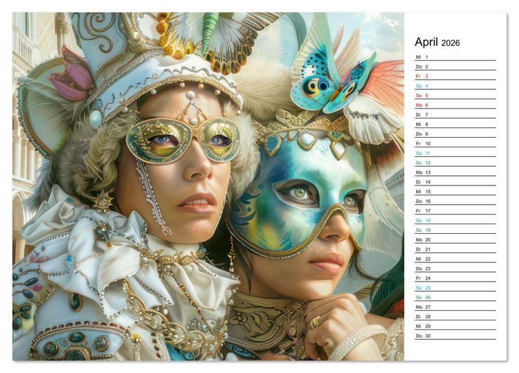 Produktbild: Venezianische Impressionen - Kunstvolle Fantasiewerke (PLANER) (Tischkalender 2026 DIN A5 quer), CALVENDO Monatskalender