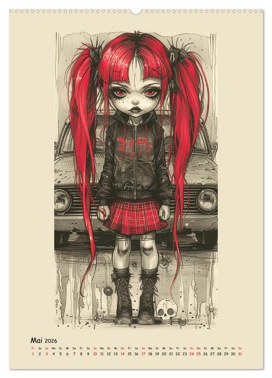 Produktbild: Gothic Punk Girls im k&uuml;nstlerischen Manga-Stil (hochwertiger Premium Wandkalender 2026 DIN A2 hoch), Kunstdruck in Hochglanz