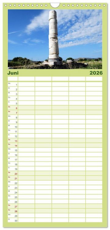 Produktbild: Familienplaner 2026 - Griechische Inseln mit 5 Spalten (Wandkalender, 21 x 45 cm) CALVENDO