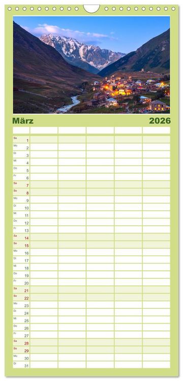 Produktbild: Familienplaner 2026 - Georgien - Einmalige Landschaften mit 5 Spalten (Wandkalender, 21 x 45 cm) CALVENDO