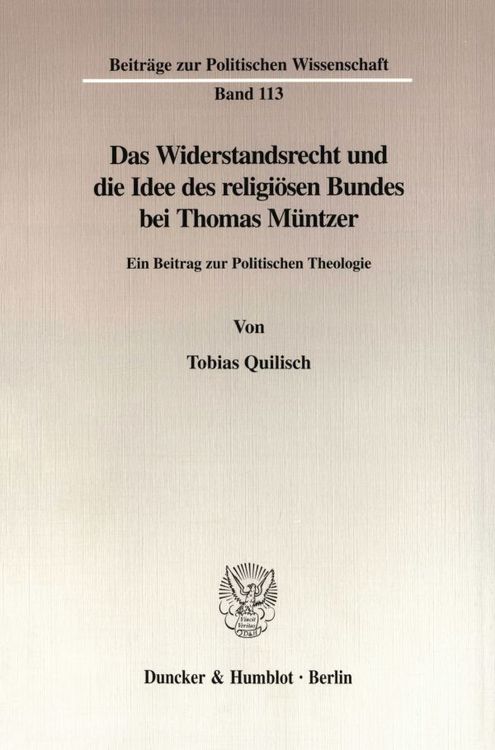 Produktbild: Das Widerstandsrecht und die Idee des religi&ouml;sen Bundes bei Thomas M&uuml;ntzer.