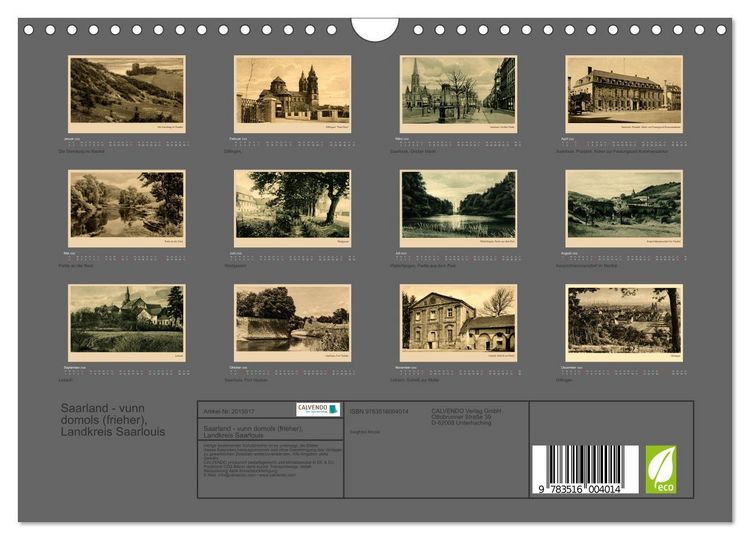 Produktbild: Saarland - vunn domols (frieher), Landkreis Saarlouis (Wandkalender 2026 DIN A4 quer), CALVENDO Monatskalender