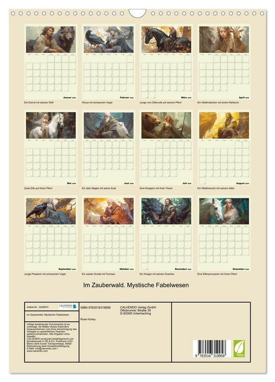 Produktbild: Im Zauberwald. Mystische Fabelwesen (Wandkalender 2026 DIN A3 hoch), CALVENDO Monatskalender