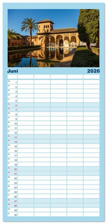 Produktbild: Familienplaner 2026 - Pen&iacute;nsula Ib&eacute;rica mit 5 Spalten (Wandkalender, 21 x 45 cm) CALVENDO
