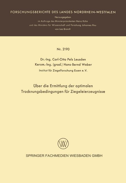 Produktbild: &Uuml;ber die Ermittlung der optimalen Trocknungsbedingungen f&uuml;r Ziegeleierzeugnisse