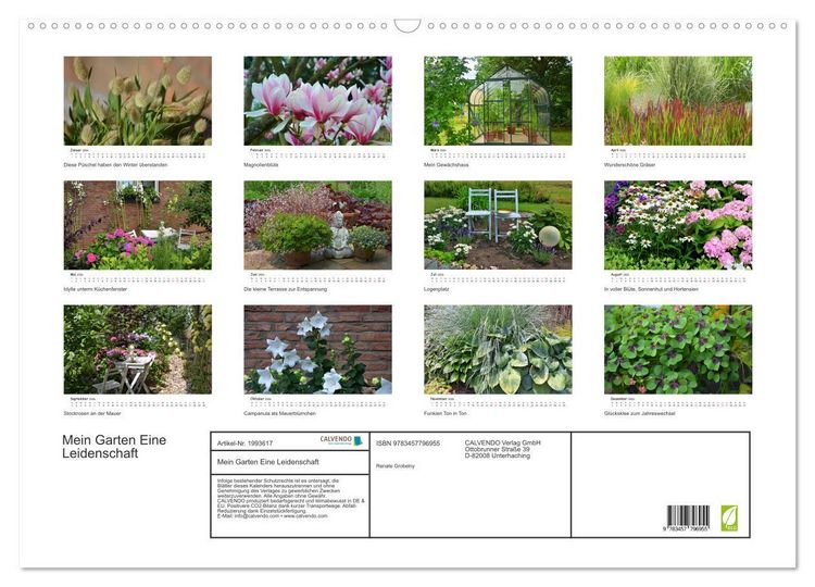 Produktbild: Mein Garten Eine Leidenschaft (Wandkalender 2026 DIN A2 quer), CALVENDO Monatskalender