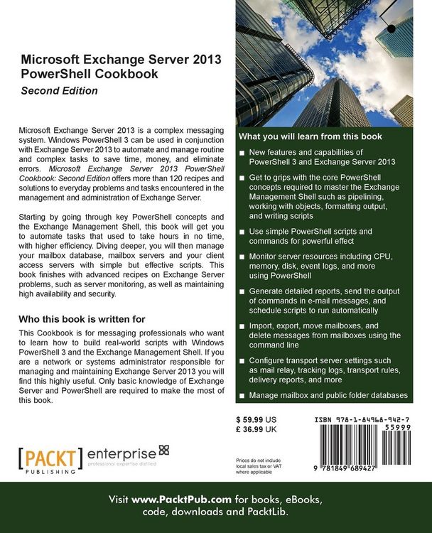 Produktbild: Microsoft Exchange Server 2013 Powershell Cookbook