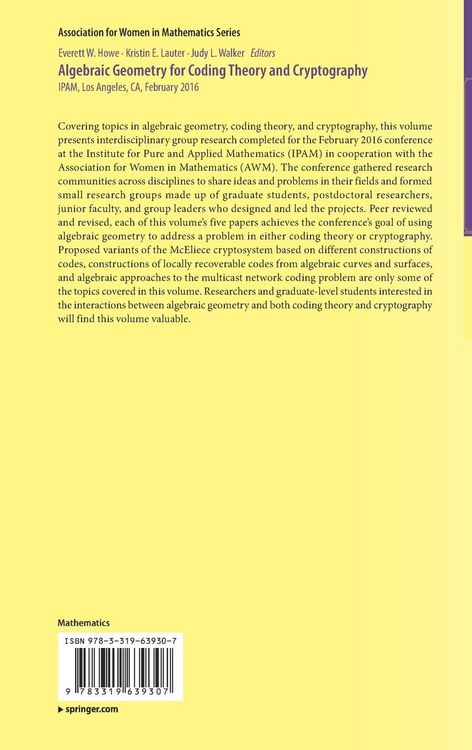 Produktbild: Algebraic Geometry for Coding Theory and Cryptography
