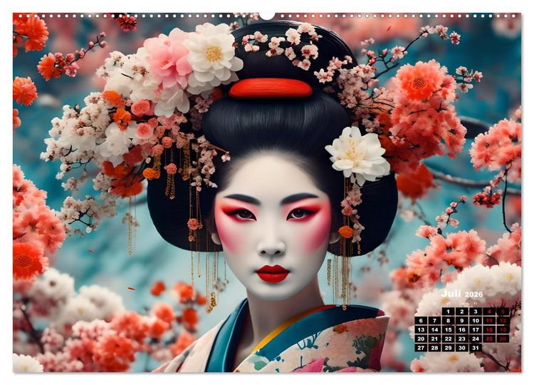 Produktbild: Geishas Portraits von japanischen Gastgeberinnen inspiriert (Wandkalender 2026 DIN A2 quer), CALVENDO Monatskalender