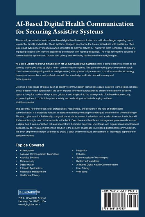 Produktbild: AI-Based Digital Health Communication for Securing Assistive Systems