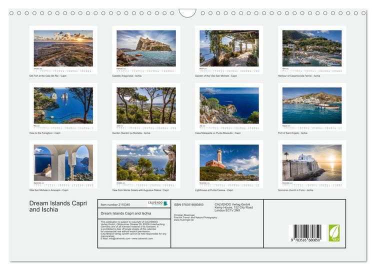 Produktbild: Dream Islands Capri and Ischia (Wall Calendar 2026 DIN A3 landscape), CALVENDO 12 Month Wall Calendar