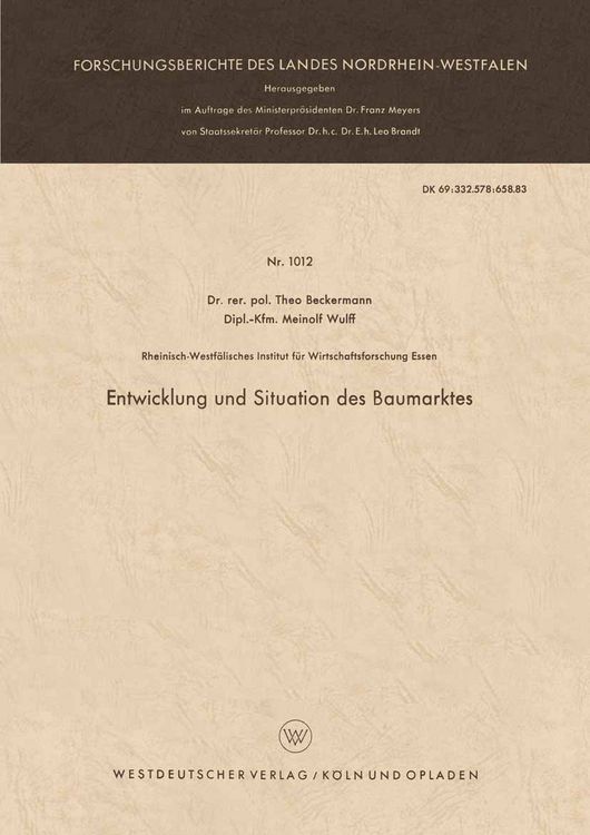 Produktbild: Entwicklung und Situation des Baumarktes