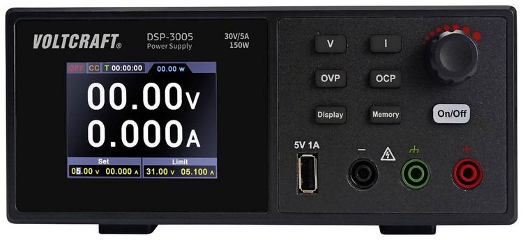 Produktbild: VOLTCRAFT DSP-3005 Labornetzger&auml;t, einstellbar 0 - 30 0 - 5 A 150 W USB 2.0 Stecker A fernsteuerbar Anzahl Ausg&auml;nge 1 x