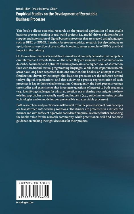 Produktbild: Empirical Studies on the Development of Executable Business Processes