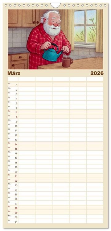 Produktbild: Familienplaner 2026 - Was macht der Weihnachtsmann? mit 5 Spalten (Wandkalender, 21 x 45 cm) CALVENDO