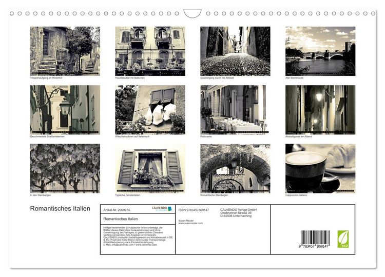 Produktbild: Romantisches Italien (Wandkalender 2026 DIN A3 quer), CALVENDO Monatskalender
