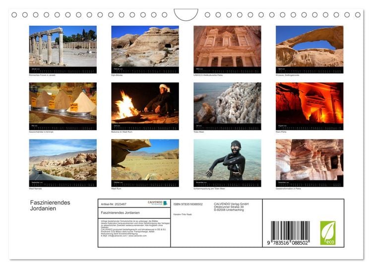 Produktbild: Faszinierendes Jordanien (Wandkalender 2026 DIN A4 quer), CALVENDO Monatskalender