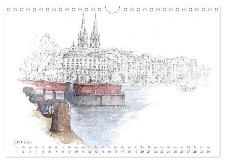 Produktbild: BORDEAUX, promenade dessin&eacute;e (Calendrier mural 2026 DIN A4 vertical), CALVENDO calendrier mensuel