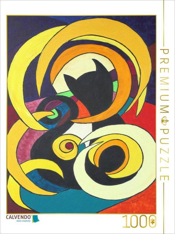 Produktbild: CALVENDO Puzzle Luna-K&auml;tz, Petra Kolossa, Acryl auf Leinwand, 70x50, 2014 | 1000 Teile Lege-Gr&ouml;&szlig;e 64x48cm Foto-Puzzle f&uuml;r gl&uuml;ckliche Stunden