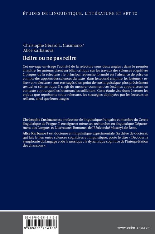 Produktbild: Relire ou ne pas relire